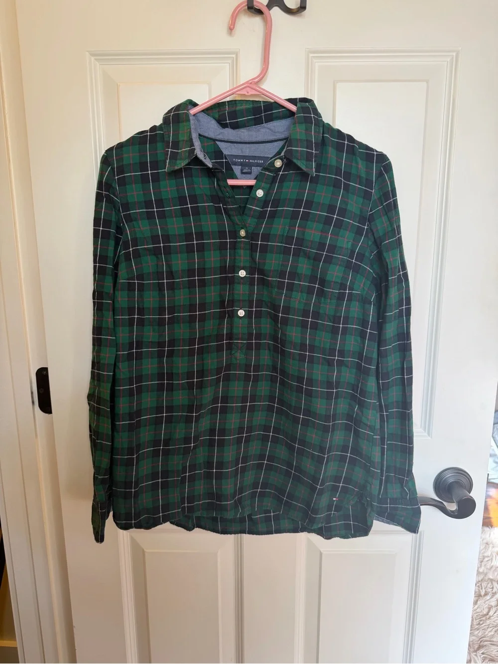 Tommy Hilfiger Green, Navy & Red Plaid Button-Down Shirt - Picture 1 of 3